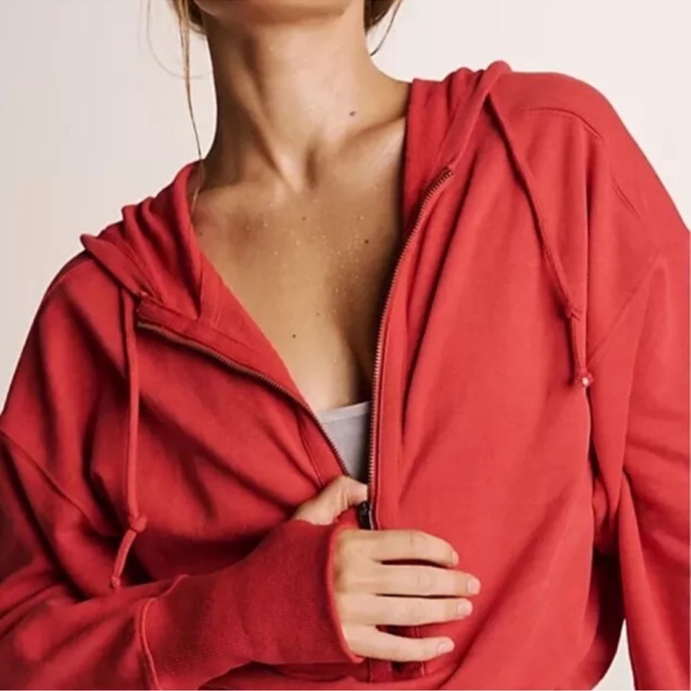 Free People FP Movement Training Day Hoodie Jumpsuit in Red - Picture 3 of 7